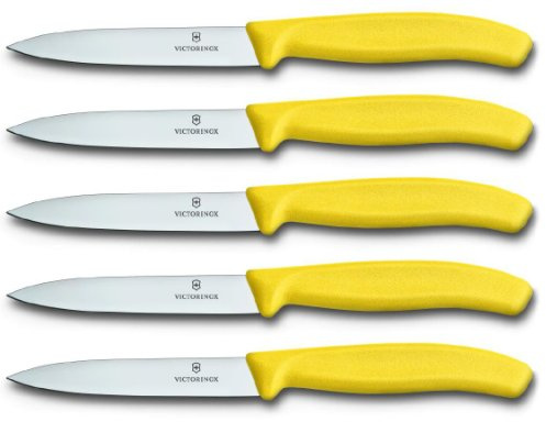 Victorinox | Gemüsemesser 5er Set Gelb | Swiss Classic 10 cm | glatter Schliff | ideales Tomatenmesser für jede Küche