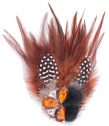 Cheerlife Feden Ansteckblume Haarblume mit Strass Brautschmuck Haarschmuck Haarclip Feier Kopfschmuck Bekleidung Zubehör Brosche Blumen Gelb