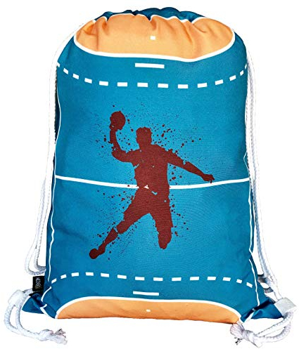 HECKBO barn gympapåse handboll - 40x32cm - sportkläder vattenflaska - dagis, skola, tygpåse förskola - ryggsäck, väska, sportväska, gympapåse pojkar flickor
