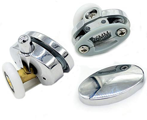 YUANQIAN Lot de 4 roulettes ovales pour porte de douche 25 mm (diamètre 25 mm)