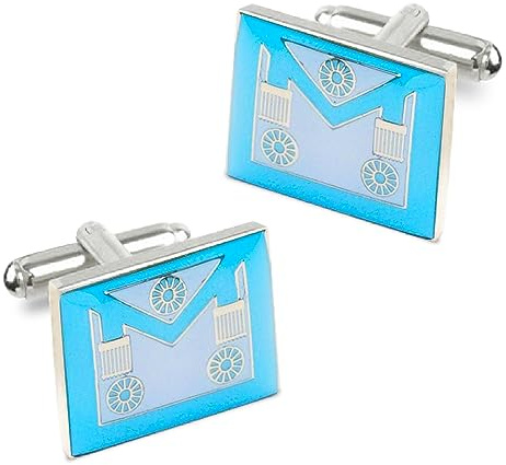 THE MASONIC COLLECTION Craft Master Freimaurer-Manschettenknöpfe (quadratische Form) – Blau-Weiß & versilbert – Freimaurer-Geschenk für Männer, Einheitsgröße, Metall, Kein Edelstein