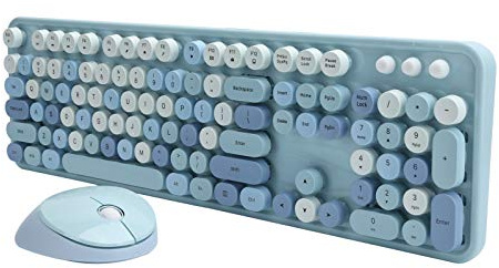 Wireless Keyboard Mouse Set, Universal Portable 2.4Ghz Wireless 104 Key Keyboard and Mouse Set Office Desktop Cute Keyboard for Computer Wireless Home Keyboard Mouse(blue)