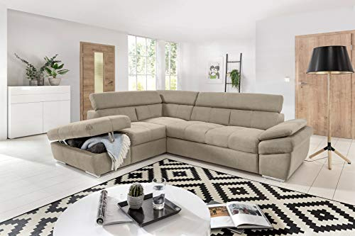 My Brand Divano Letto Angolare con Penisola Contenitore Sx Beige 265x218 cm
