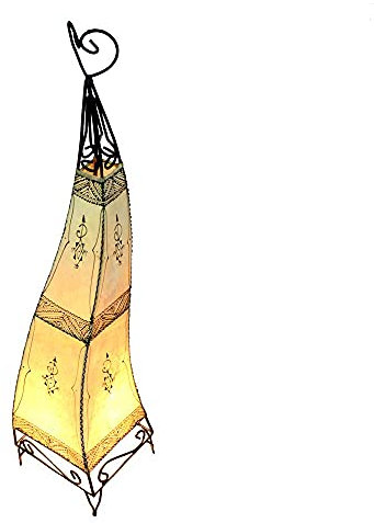 Alia 320341 Lampadaire oriental, blanc, 100 cm, marocain, armature en métal, abat-jour en cuir, lampe au henné, asiatique, styles moderne, baroque et antique, décoration vintage