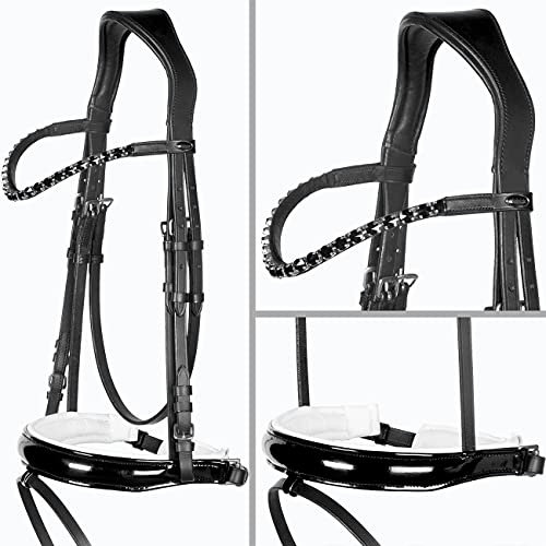 Heinick-Reitsport Trense Soft Selection Weiß Lackleder anatomisch ~ Glow-Black ~ Vollblut