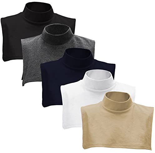 Fake Turtleneck Detachable Collars Set Half Top Mock Blouse Collar for Women Men, One Size