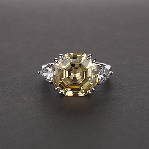 925 Sterling Silver Asscher Cut Skapad Moissanite Aqumarine Ädelsten Bröllop Förlovningsring Smycken Gåva