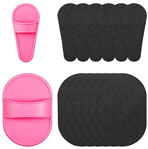 Patelai 32 Pcs Smooth Away Hair Removal Pads 2 Sizes Facial Hair Remover Pads and 30 Pcs Exfoliation Fine Sandpaper for Women Girls Faces Lips