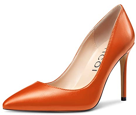 Aachcol Femmes Aiguille Haut High Talon Heel Escarpins Pointu Bout Slip-on Bureau Dress Chaussures Classique 10 CM