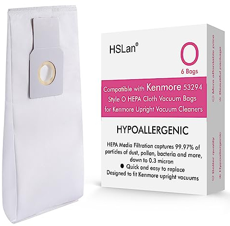 Great Replacement for Kenmore 53294 Style O HEPA Cloth Vacuum Bags for Kenmore Upright Vacuum Cleaners, Hypoallergenic, 6 Bags