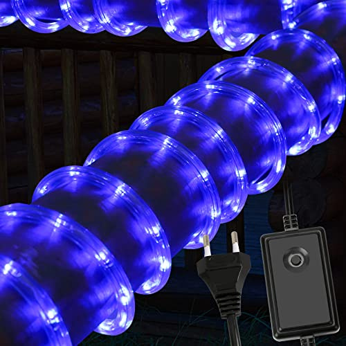 Jopassy 20m 480 LED Lichterschlauch Lichtschlauch – Innen und Außenbereich – energiesparende Leucht, Dekoration für Garten Fest Hochzeit, 8 Modi Lichterkette, Blau