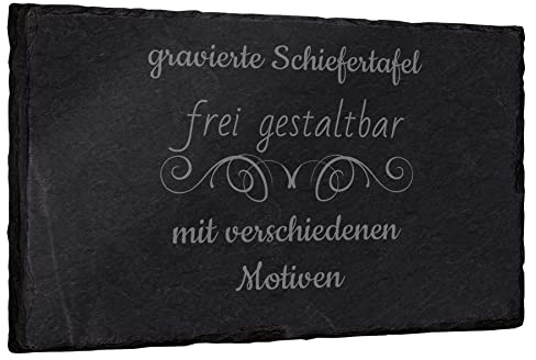 mtb more energy Schiefertafel Schieferplatte personalisierbar mit Gravur - frei gestaltbar für alle Anlässe - Rechteckig (30 x 20 cm) - auswählbare Befestigungsoptionen