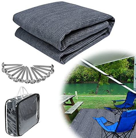 JOIEYOU Zeltböden Vorzeltteppich Zeltteppich, Outdoor Campingteppich 250x400cm HDPE Zeltunterlage mit Heringe, Vorzeltboden Markisenteppich inkl Tragetasche