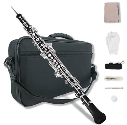 WUQIMUSC Tecla C Oboe Madera de Ebonita 3ª Octava izquierda F Resonancia F con estuche bolsa