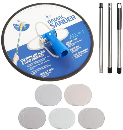 9 Inch Drywall Pole Sander – Wall Sander for Painting Prep, Adjustable Drywall Sanding Pole with Extension Handle, Ideal for Wall Finishing & Renovation Projects
