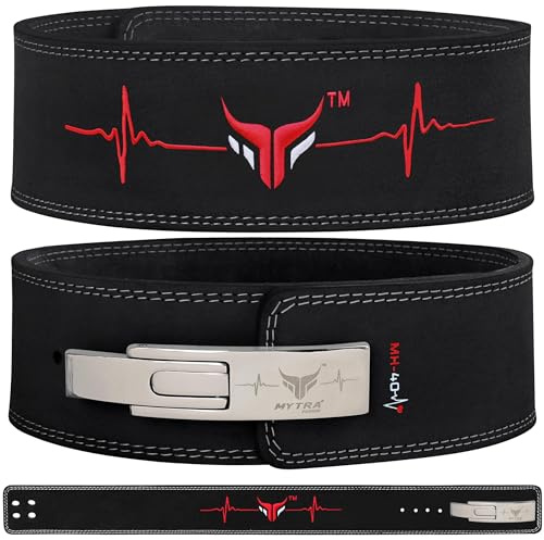 Mytra Fusion gewichthebergürtel with Lever Buckle gewichthebergürtel herren and damen 4 breit Echtes Leder Lifting Belt für Fitnessstudio, Training, Fitness und Workout