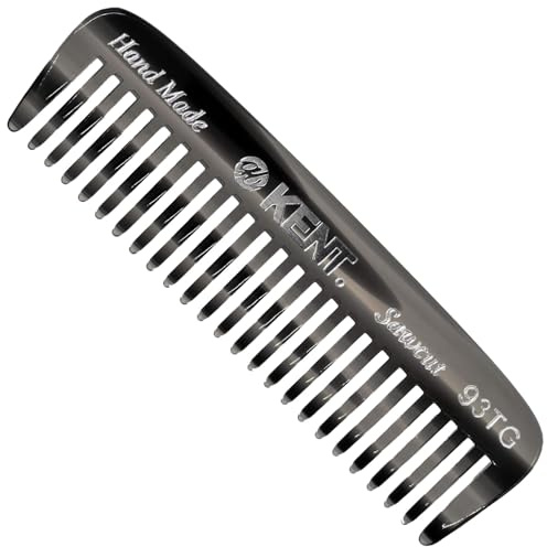 Kent 93T Black Graphite Beard Comb for Men - Wide Tooth Men's Comb, Ideal For Mustaches and Beards and Facial Hair, Small Pocket Sized Travel Detangler Combs, Saw-Cut, Hand Polished, Made in England