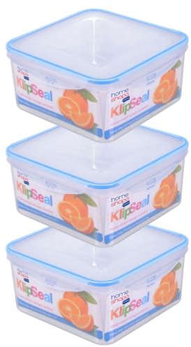 HOMESHOPA Plastic Airtight Food Storage Container, 1 Pack 3 Litre Square Leakproof Stackable Container with Clip-Lock Lid, BPA Free Reusable Meal Prep Lunch Box, Microwave Freezer & Dishwasher Safe