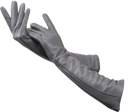 Mode Beige Lange Lederhandschuhe Lange Lederhandschuhe Frauen Winter Schaffell Damen Lange Handschuhe, dunkelgrau, 7.5