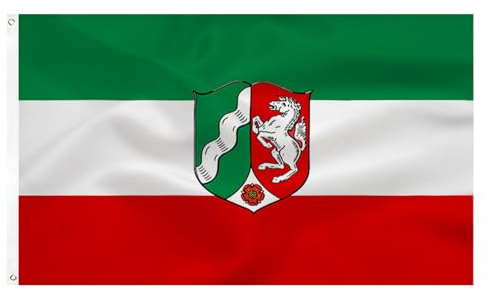 North Rhine Westphalia flag Nordrhein-Westfalen NRW Flagge Fahne 90 x 150 cm- Deutsche Flagge Polyester leuchtenden Farben mit Messing-Ösen