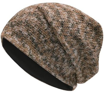 ZLYC Summer dam herr lång slouch beanie lätt mjuk jerseymössa, Blandat kaffe, one size
