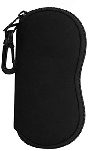 Étui à lunettes de soleil avec mousqueton - En néoprène léger - Souple - Avec fermeture éclair - Portable - Pour voyage - Pochette en néoprène souple avec clip - Pour homme et femme
