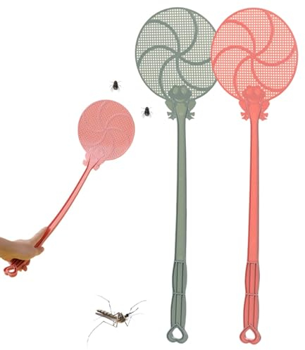 2 Stück Fliegenklatsche, Langer Griff Klatschek, Fliegenfalle, Fly Swatter, Moskito-Klatsche, Fliegenschutz, Für Fliegen, Mückens Und Insekten, Balkon, Wohnzimmer, Hinterhof