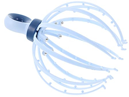 SEWOART Massaggiatore Rilassante Superficie Liscia e Sicura in Plastica Blu Artigli e Perle in Acciaio per Capelluto per Viaggi e Uso all'Aperto