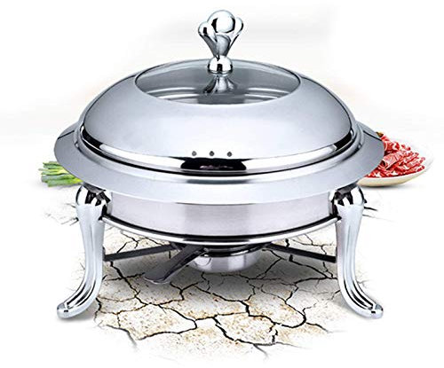 Chafing Dish in acciaio inossidabile, set di chafing dish rotondi in acciaio inossidabile, scaldavivande da tavolo rotondo, mini pentola calda per catering, picnic all'aperto, per uso domestico (col