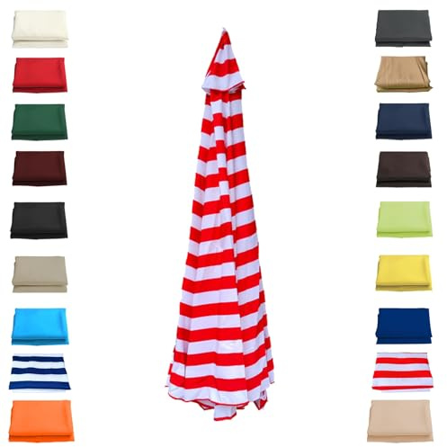 Auvent De Rechange Pour Parasol, 6 Baleines/8 Baleines Toile De Parasol Déporté, Pour Jardin, Terrasse, Cour, Plage, Piscine, Marché, Housse De Parasol De Remplacement Couverture(Red+white,6 RIBS/300C