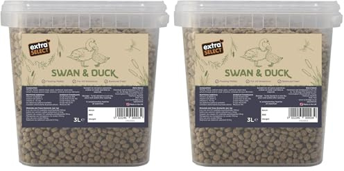 Extra Select Premium Swan and Duck Food Floating Pellets - Nutritious and Healthy Feed for Wild Geese, Ducklings and Waterfowl - Resealable Bucket 3 Ltr (Pack of 2)