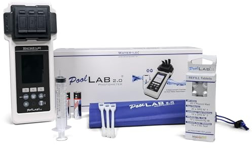 PoolLab 2.0 Photometer inkl. Nachfüllpack - Professioneller Pooltester mit Bluetooth & WiFi - Wasserdicht nach IP68 - Misst 24 Parameter - Wasseranalyse für Pools und Spa
