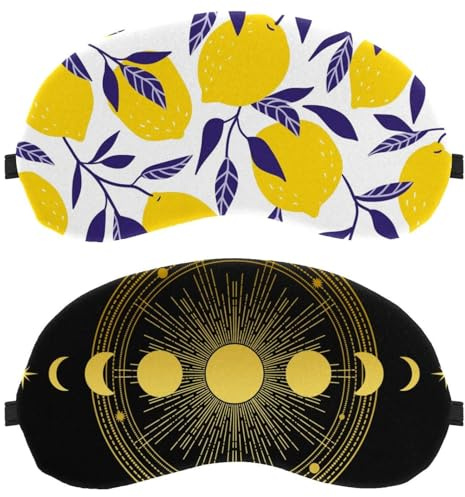 Eslifey Schlafmaske, abstrakte Zusammensetzung mit Sonne, Mond und Sternen, Augenbinde, Schlafmaske, Augenschutz, für Männer und Frauen, Flugzeug, Reisen, 2 Stück