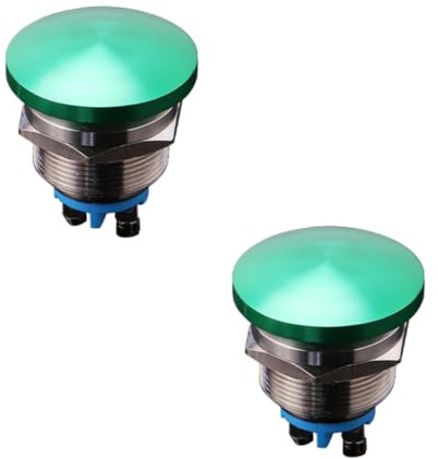 2 Stück 22mm Druckknopfschalter, Momentaner Druckschalter Schalter mit Schraubklemmen, Wasserdichter Edelstahl - Grün