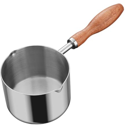 MUCKLILY Edelstahl 304 Milchtopf Mit Griff Und Öleinfüllung Hitzebeständig Für Induktions Und Gasherde Kompakter Kleiner Kochtopf Für Milch Wasser Und Öl