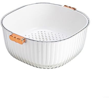 Scolapasta da cucina con doppio manico, scolapasta per verdure con doppio filtro, colino in plastica per frutta, uva, contenitore per alimenti (A)