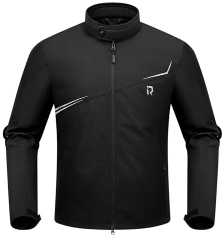RIDEIRON Veste Moto Homme Hiver Blouson Moto Homme avec CE Protections Epaulettes Coudières Equipement, Doublure Amovible,Coupe-Vent et Résistante au Froid Toutes Saisons,Noir XL