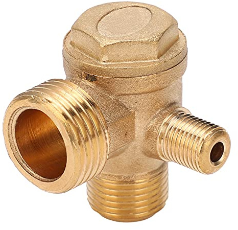 Klanata Brass Check Valve, Air Compressor Check Valve, 1Way Threaded Connection Return Valve, 1/2x3/8x10, Air Pump Accessories for Pneumatic Systems