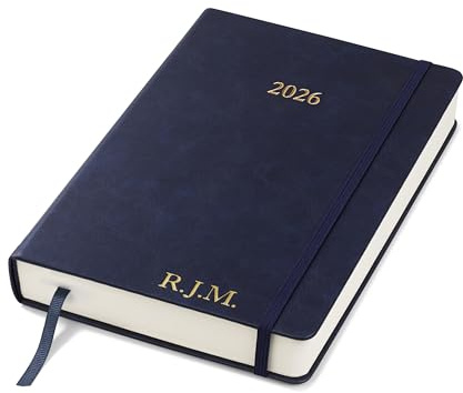 Wykeham's Executive 2026 Tagesbuch Journal – Eine Seite pro Tag – Mit deutschen Feiertagen – Mit Personalisierung erhältlich (Personalisiert Königsblau, A5)
