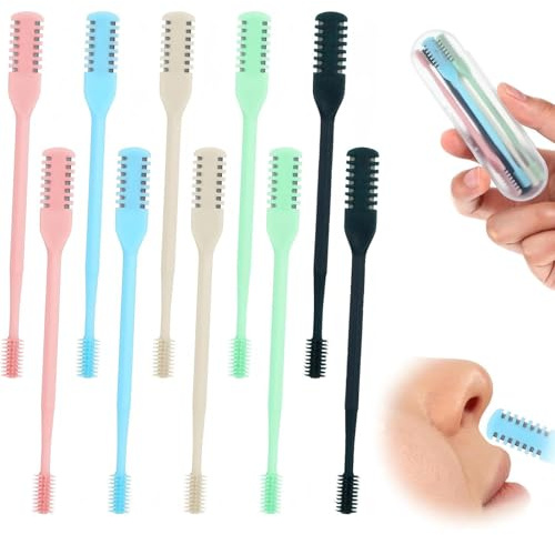 Kismiger 10-Pack Nose Hair Trimmer for Men,2-in-1 Nasal Hair Cutter Sticks Double Sided Nose Knife，Portable 360° Rotating Manual Nose Hair Cutter for Women and Men