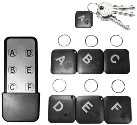 Remote Control Finder, Wireless Key Tracker Set with 6 Receivers and 1 Transmitter for Up to 131Ft Range, 90dB Sound Alarm with Locator Function, Device for Phone Pet Purse Elderly Travel