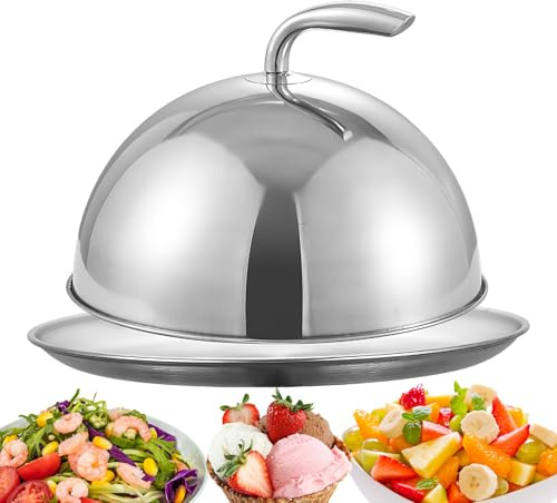 Stainless Basting Plate Cover – Round Stainless Steel Food Cover with Heat Retention, Includes Plate, Ideal for Protecting Prepared Meals at Home or Restaurant Dining Tables 11 Inches