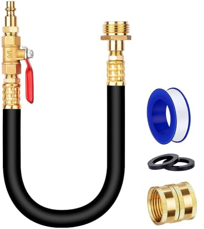 Ujjdwiurgh RV Winterizing Kit, Water Line Blowout Fitting Adapter with Shut Off Valve&Air Compressor Quick Plug