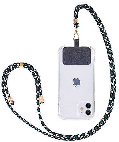 Fycyko Crossbody Phone Lanyard with Patch, Adjustable Nylon Neck Strap Necklace Universal Anti-Theft Phone Strap with Tether Tab Compatible with Most Smartphones and Cases