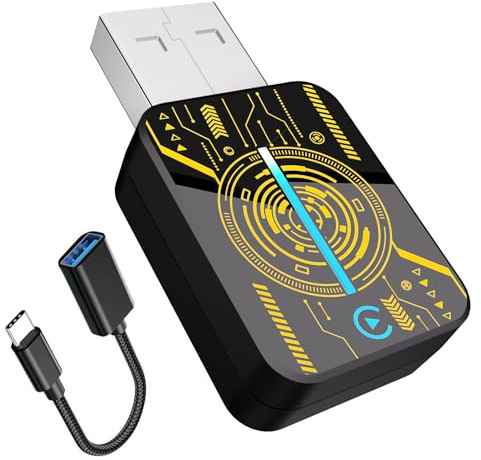HEYINCAR+ Adaptateur Carplay sans Fil, Passage Ultra-Rapide d'une Connexion Filaire à Une Connexion sans Fil, Plug and Play, Compatible iOS 10+/Android 11+ et Véhicules à Partir de 2016 (Orange)