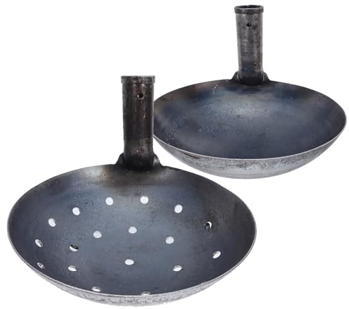 VALICLUD Pala de Metal para Cribar Estiércol 2 Piezas 23 CM Mango Vertical Herramienta de Jardinería Resistente Agujeros para Tamizar Tierra y Arena Pala para Basura y Jardín al Aire