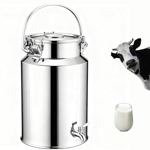 YLKJCE bidon de Lait épais avec Robinet bidon a Lait INOX for À Vin Baril Seau À Eau Huile Réservoir À Thé avec Couvercle Scellé(Capacity,10 Liter)