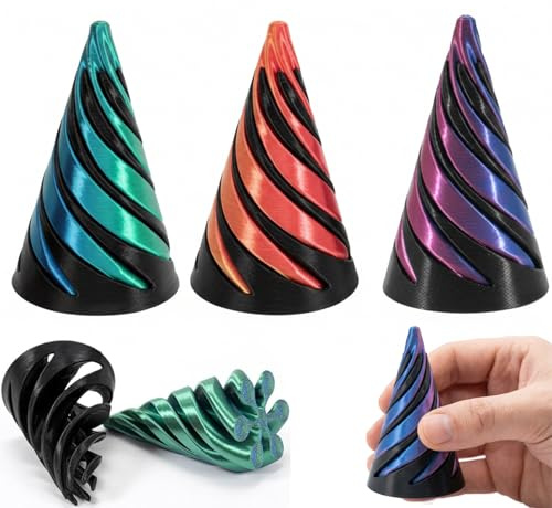 3 PCS 3D Printed Fidget Toy, Impossible Cone Pyramid Fidget Toys Mini Spiral Cone Fidget Toy Stress Relief 3D Fidgets Desk Decor, Fidget Toys For Adults Teens Office Home Use