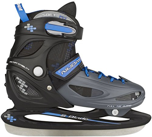 Nijdam Jungen Schlittschuh Children's Eishockey Schlittschuhe Black - Silver - Blue 30-33