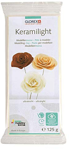 GLOREX 6 8070 502 - Keramilight, 125 g in weiß, ultraleichte, lufttrocknende Modelliermasse, ausgehärtet extrem leicht und hart, ideal für filigrane Teile